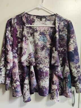 Gloria Lance Floral Watercolor Open Front Cardigan